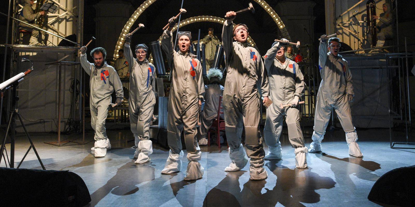 The 2018 premiere of the opera ‘Gaz’ by Nova Opera, a contemporary take on the 1930s avant garde theatre production by Les Kurbas, at Mystetskyi Arsenal. 
