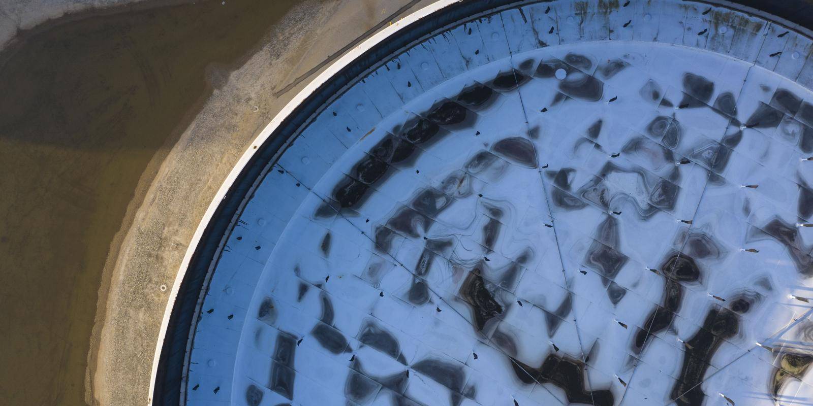 An empty oil storage tank