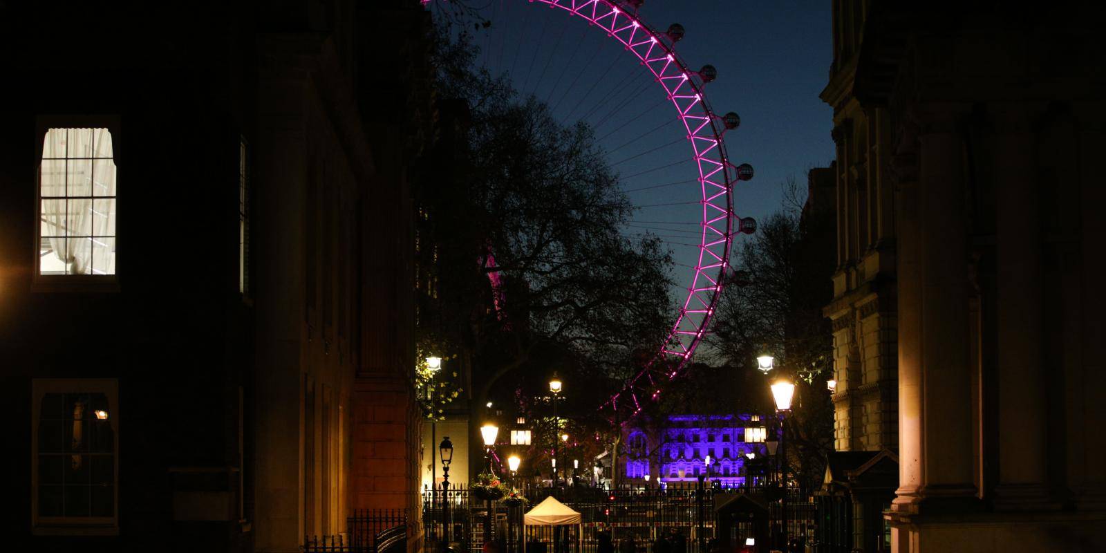 View of the London Eye from Downing Street at dawn, 1 December 2020.