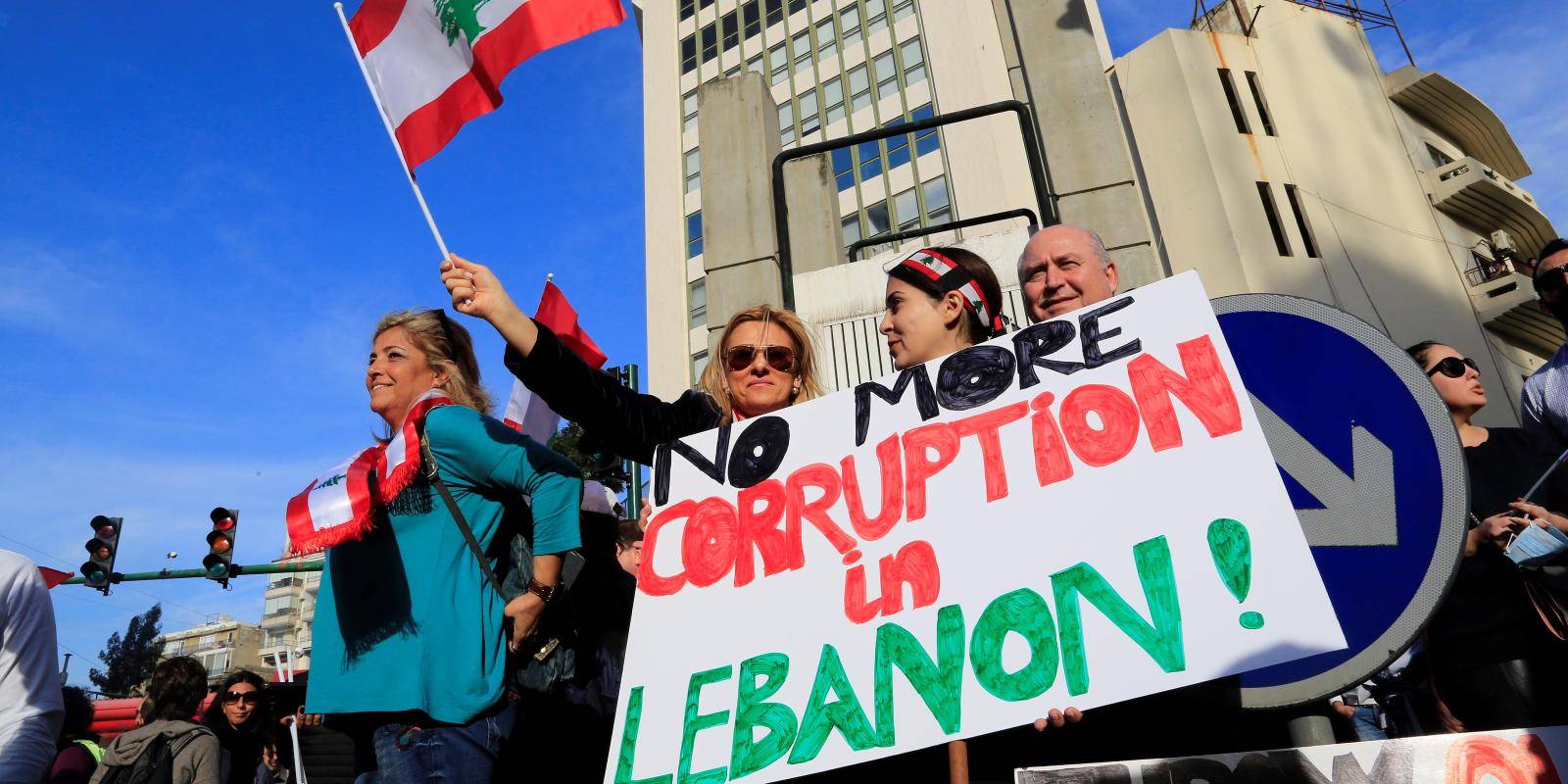 Anti-corruption protesters on the streets on Lebanon.