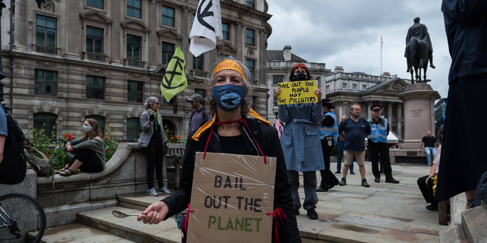 Environment protestors outside the Bank of England