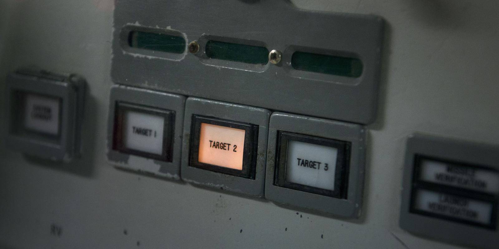 A close-up image of an illuminated button bearing the words ‘Target 2’.