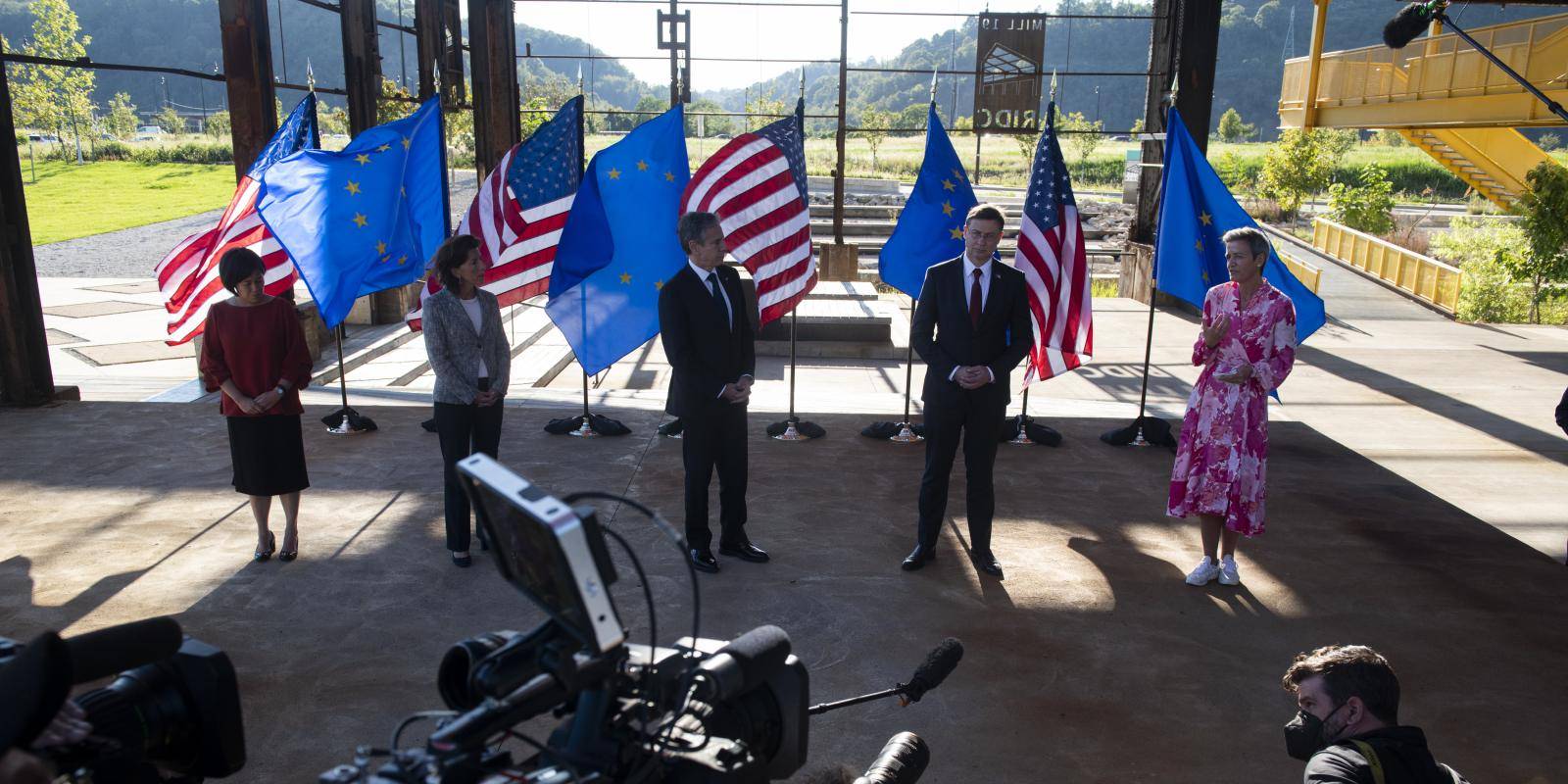 European Commission vice-president Margrethe Vestager speaks following the inaugural meeting of the US–EU Trade and Technology Council in Pittsburgh, US, on 29 September 2021.