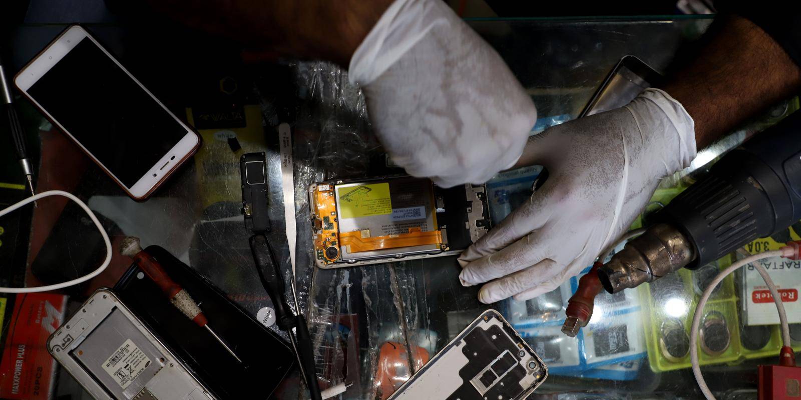 Photo of a mobile phone being repaired