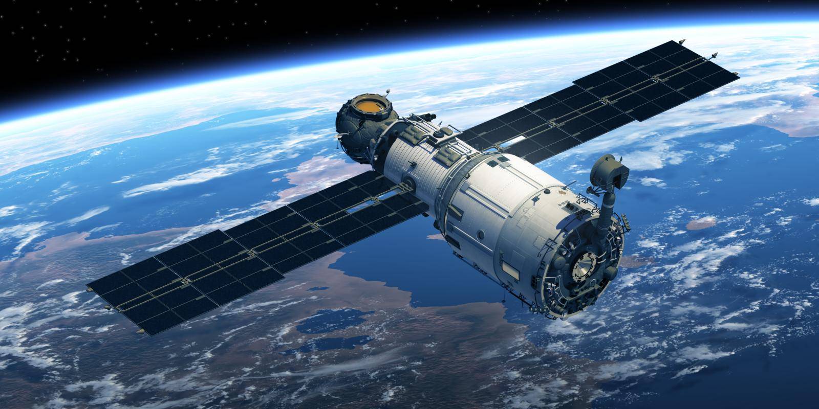 Space satellite orbiting earth
