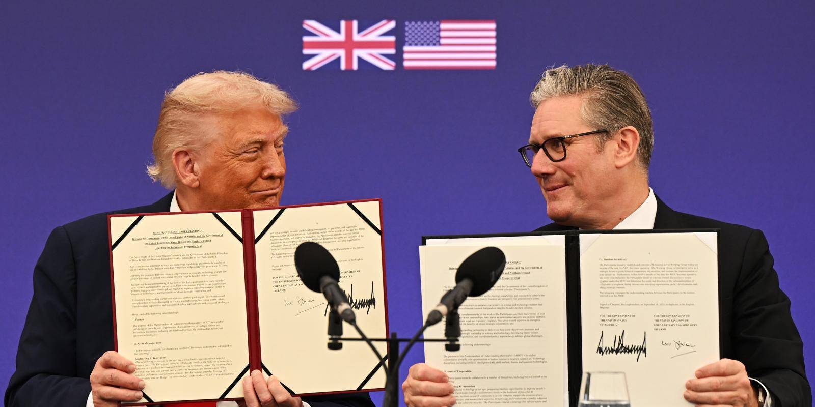 President Donald Trump and UK Prime Minister Keir Starmer announce an agreement between the two countries as they hold a press conference at Chequers.