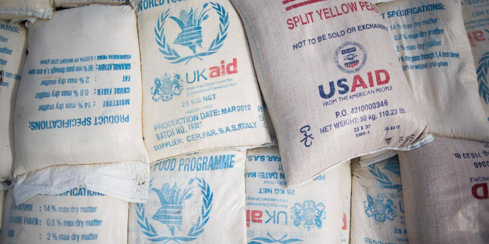 Photo of sacks of food aid