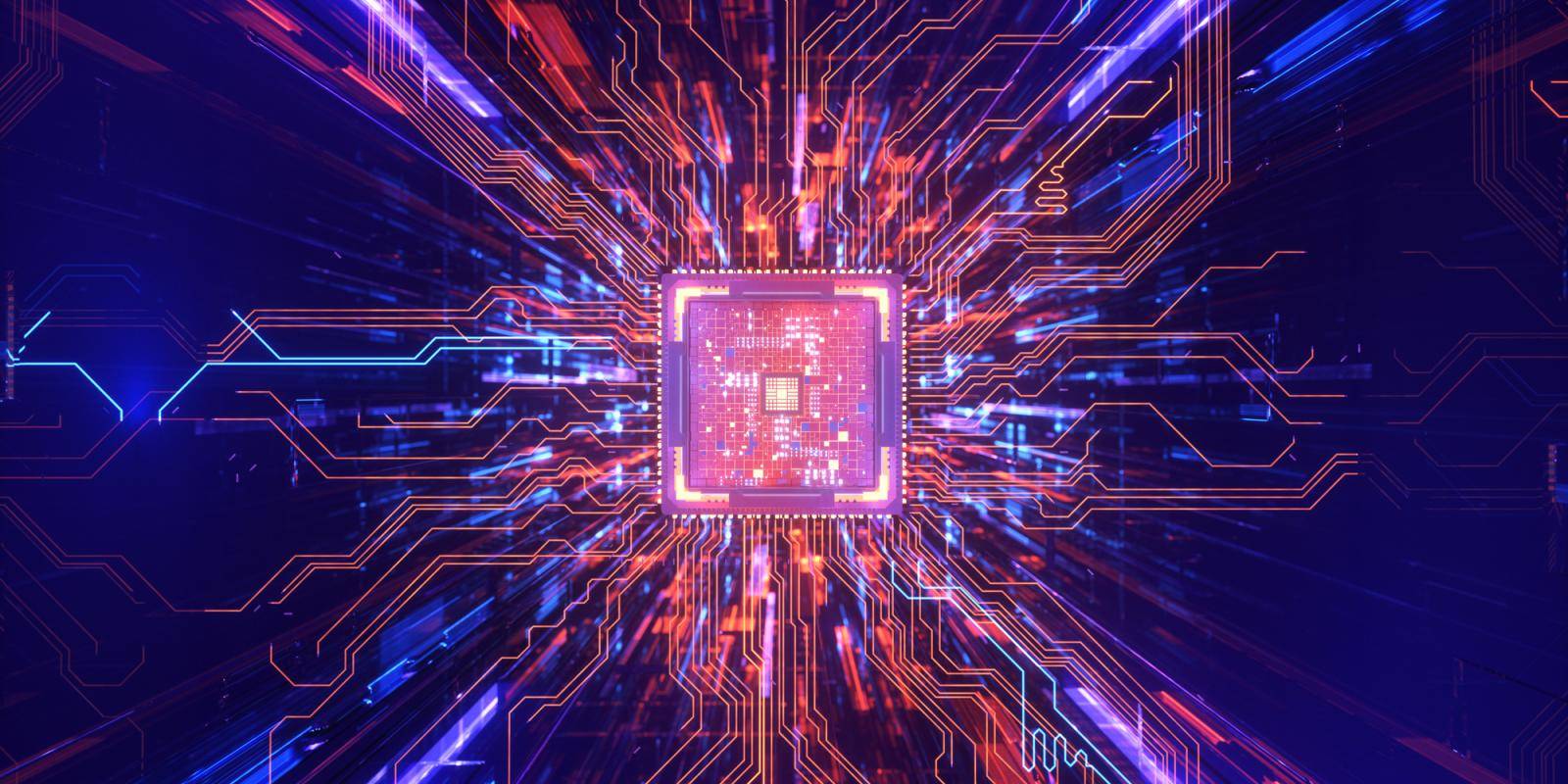 Photo illustration of CPU and electronic circuitry.