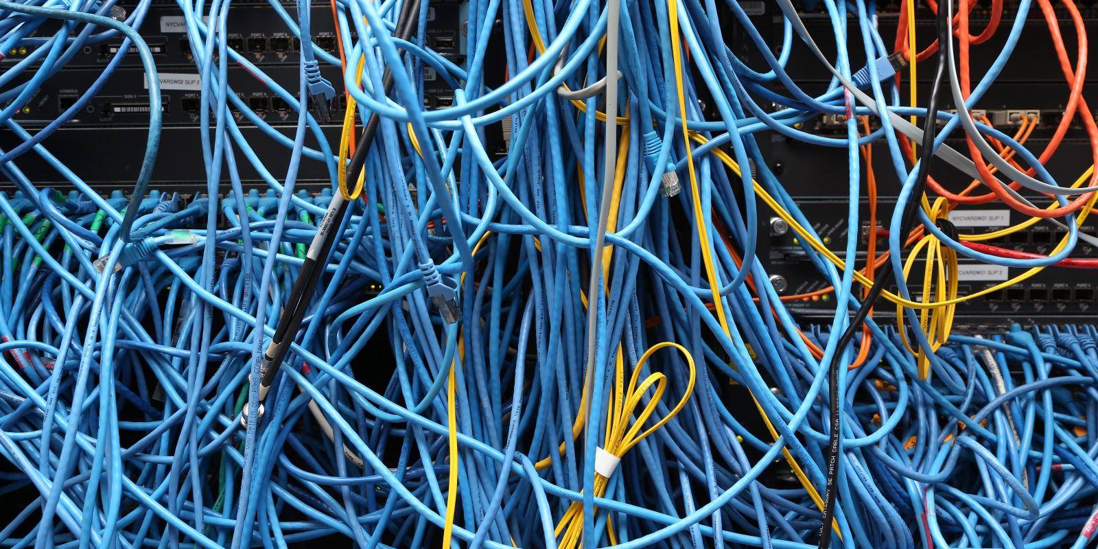 Server room network cables in New York City, November 2014.