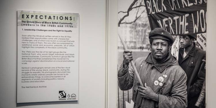 British Black Panther flag bearer known as Mackie Mackie. London, 1969.