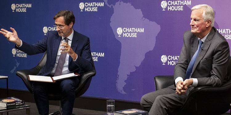 Dr Robin Niblett in conversation with Michel Barnier, Chief Brexit Negotiator, EU (2016-2019). Photo by Ander McIntyre.