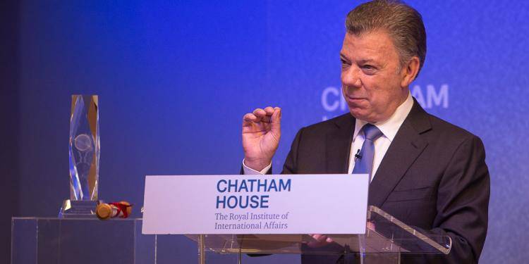 President Juan Manuel Santos at the Chatham House Prize 2017 award ceremony.