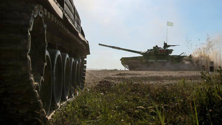 A Belarusian tank participates in the 2017 International Army Games in Russia. Photo: Getty Images.