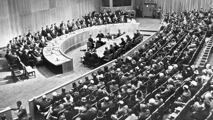 The first convening of the UN Security Council in New York on 25 March 1946. Photo: Getty Images.