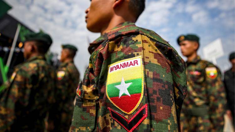 Myanmar military officers at the opening ceremony of the International Army Games at Patriot Park in Moscow, Russia in 2018. Photo: Getty Images.