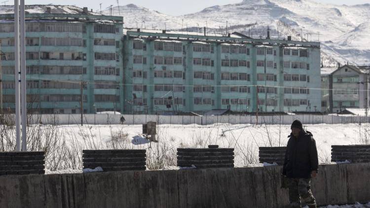 Buildings can be seen in Hyesan, North Korea from Changbai, Jilin province, China on 6 Tuesday March 2018. Photo: Getty Images.