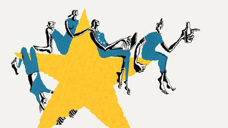 Contented Europeans illustration