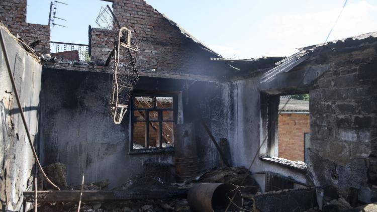 Destroyed house in Ukraine