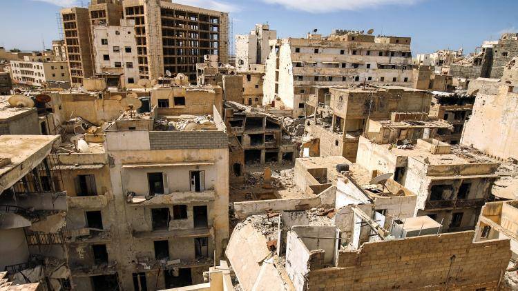 Destroyed buildings in Benghazi