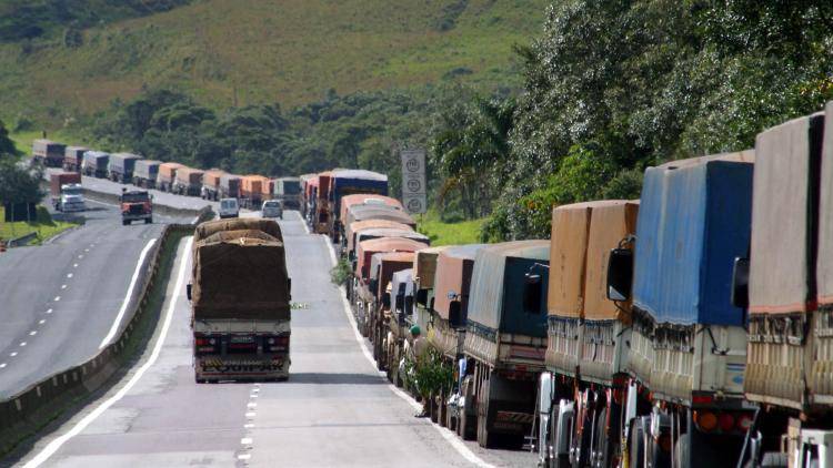 Trucks loaded with grain 