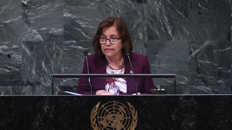 Hilda Heine speaks at the UN