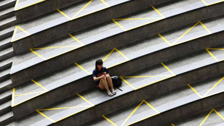 Empty steps of a shopping mall in Singapore