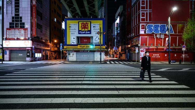 Night time picture of an empty Akihabara district in Tokyo