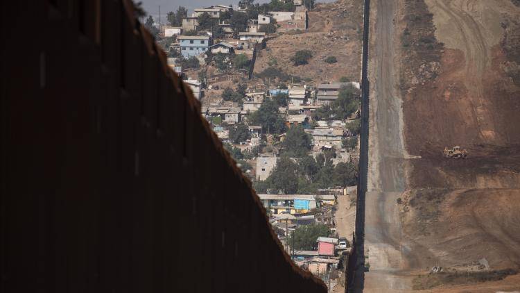 Construction site for a secondary border fence, following the length of the primary border fence separating the US and Mexico, in San Diego in the US.