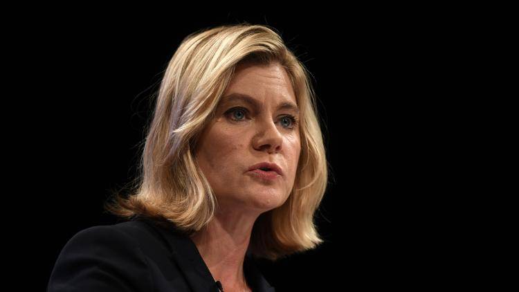 Justine Greening speaking at the Conservative Party Conference in 2017
