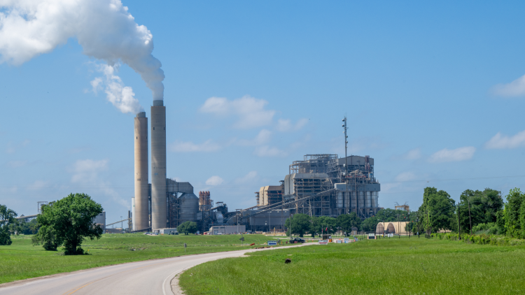 Smoke rises from the chimneys of the coal-fuelled Oak Grove Power Plant in Robertson County, Texas.
