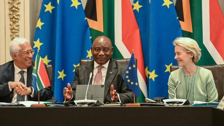 South African President Cyril Ramaphosa and European Commission President Ursula von der Leyen.