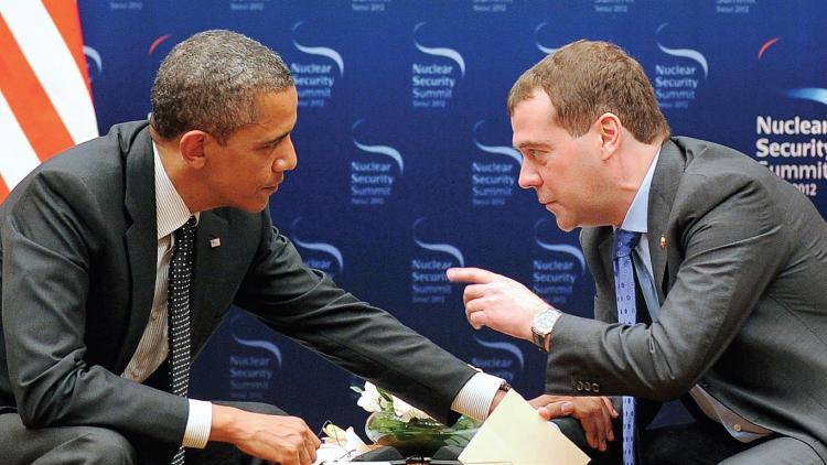 Obama during his 'off microphone' conversation with Dmitry Medvedev. Photo: Jewel Samad/AFP/Getty Images