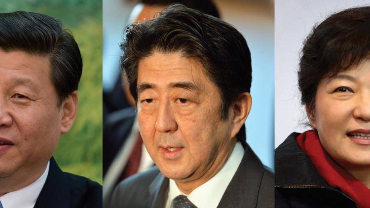 L-R: Xi Jinping, China; Shinzo Abe, Japan; Park Geun-hye, South Korea.Photos: Getty Images