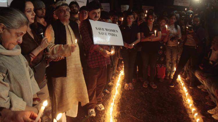 The rape and murder of a student on a bus led to protests in Delhi and a vigil by Bollywood film stars in the capital's Kaifi Azmi Park. Photo:Hindustan Times via Getty Images