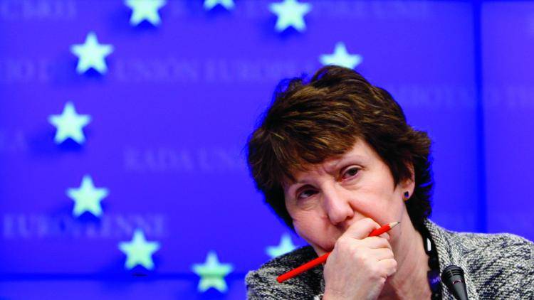 Baroness Ashton at an EU foreign ministers' meeting in Brussels