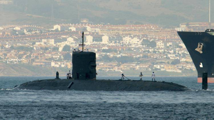 British nuclear submarine HMS Tireless crosses the strait of Gibraltar
