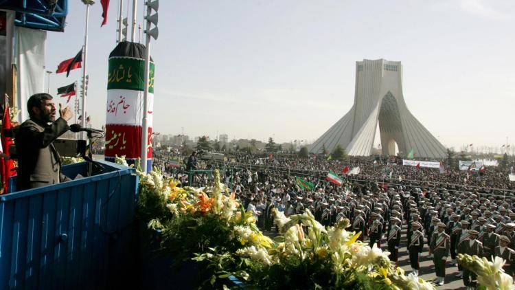 Iran's President Mahmoud Ahmadinejad marking the 27th anniversary of Iran's Islamic Revolution