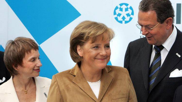 German Chancellor Angela Merkel before a speech in Berlin, during a "G8 Business Summit", April 2007