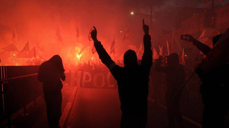 Far-Right nationalists demonstrate in Warsaw on Polish Independance Day, November 2017