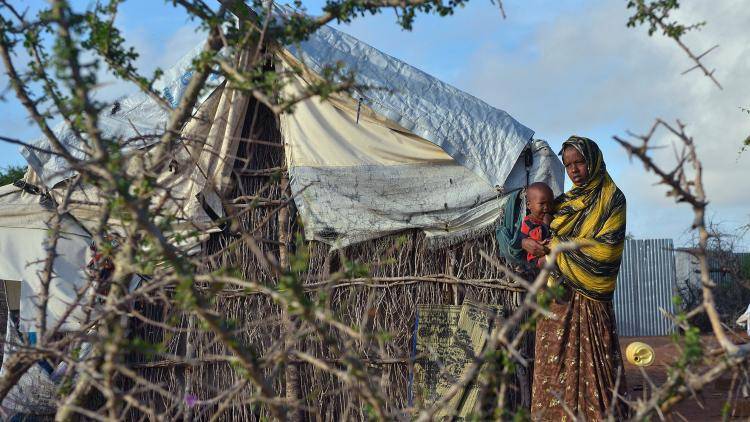 A Somalian refugee with her child in the Hagadera section of the Dadaab refugee camp