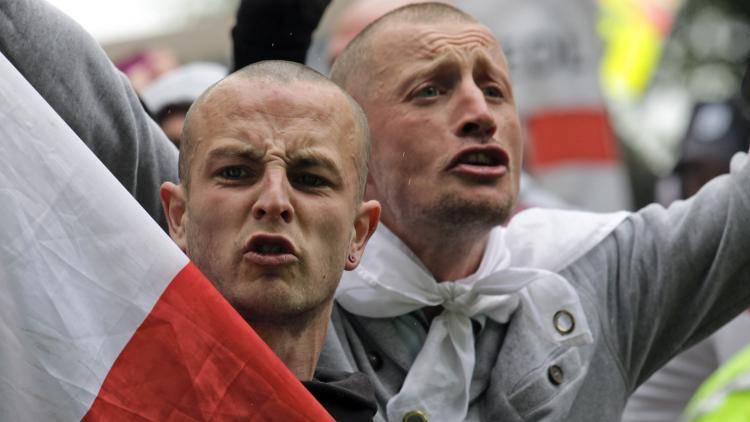 EDL supporters march through Bristol in 2012