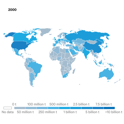 Map of annual CO2 emissions in 2000