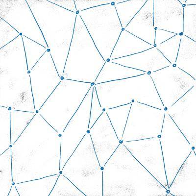 Illustration showing a closeup of a network of connected dots.