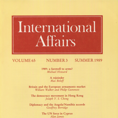International Affairs issue, summer 1989 cover.