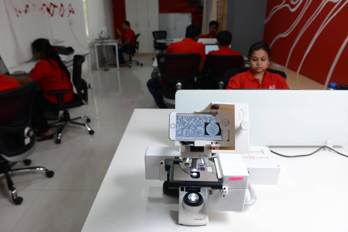 Inside view of SigTuple office in Bengaluru, on 3 May 2017. The company is helping hospitals and healthcare centres to improve the speed and accuracy of blood reports. Photo by Mint/Getty Images.