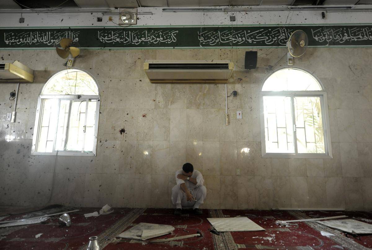 The aftermath of a suicide bombing inside a Shia Muslim mosque in the Saudi Gulf coastal town of Qatif, on 22 May 2015. Photo: Getty Images.
