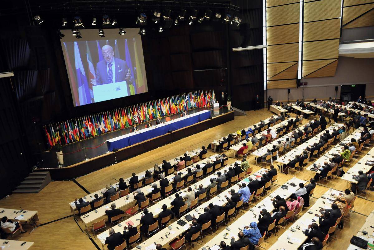 The main hall of the Budapest Congress and Trade Center on 16 May 2011, as parliamentarians from the Africa, Caribbean and Pacific (ACP) group of nations kicked off wide-ranging talks with their European Union counterparts.