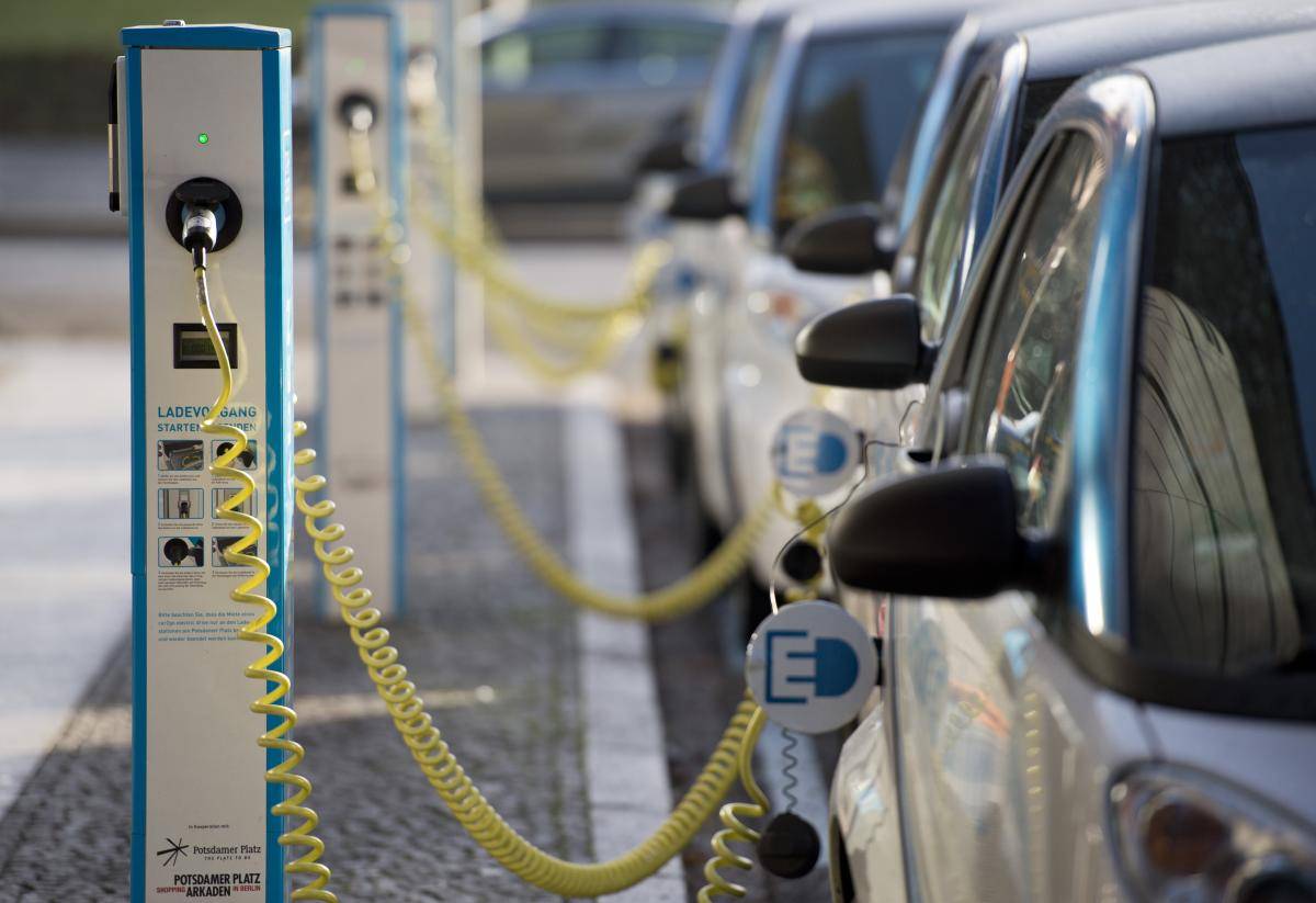 Electric cars recharging, Berlin, Germany, 6 February 2014. Photothek/Getty