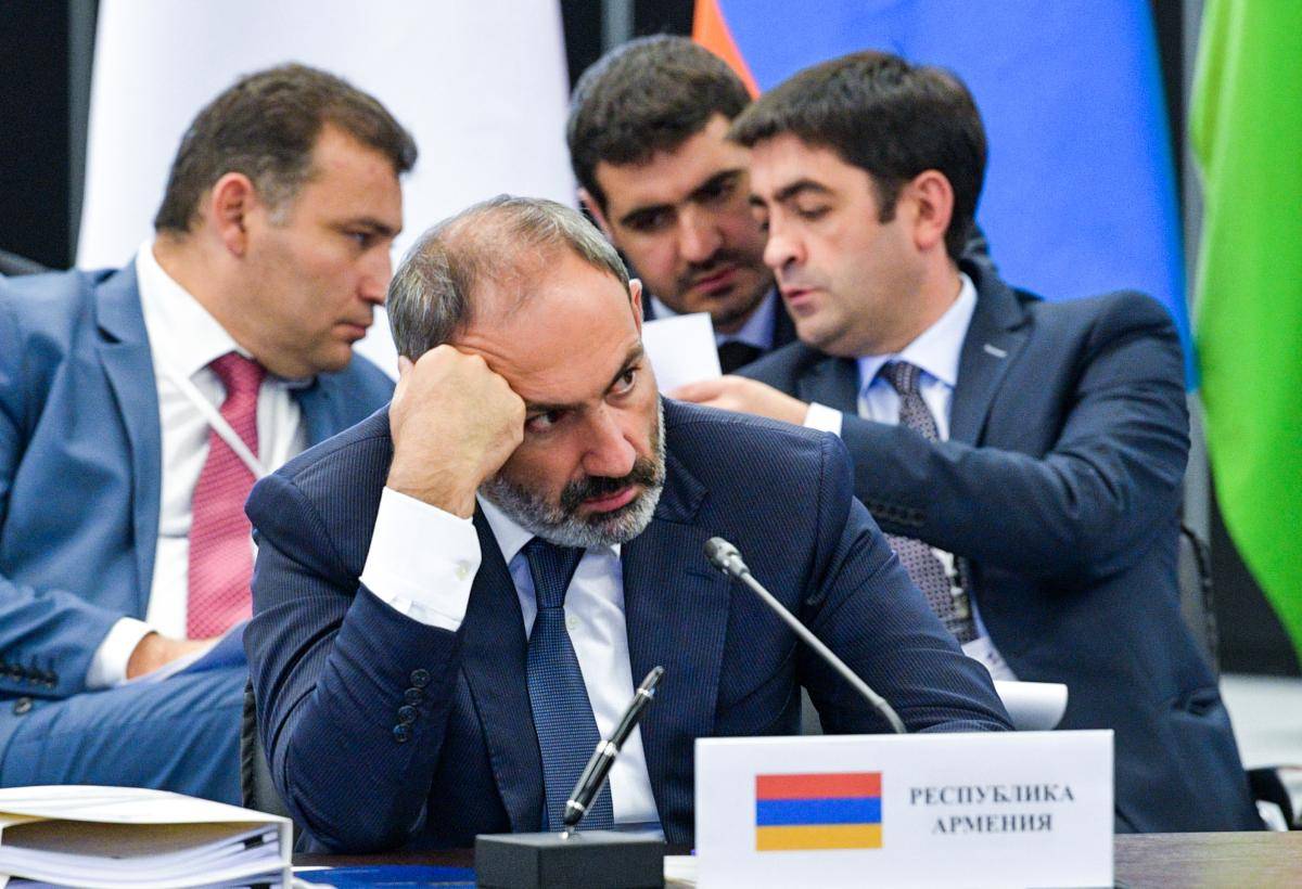Armenia’s prime minister, Nikol Pashinyan, at a meeting of the Eurasian Intergovernmental Council of the Eurasian Economic Union, 27 July 2018. Photo: Alexander Astafyev/TASS/Getty Images