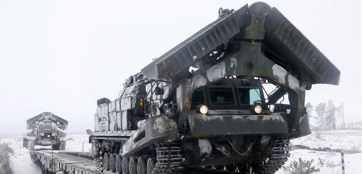 A BAT-2 armoured tracklayer during a military exercise by Russian Army engineer units at the Borodinovka training ground, Rostov-on-Don, on 1 February 2019. Photo: Valery Matytsin/Getty Images.